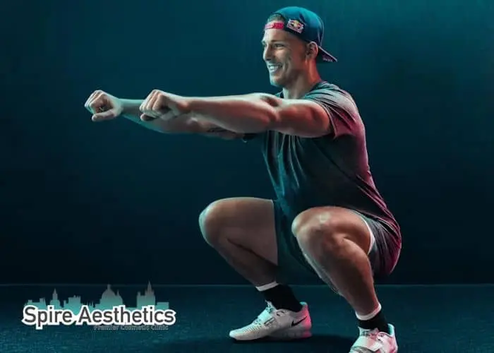 Image of man build leg muscle Marlow through exercise